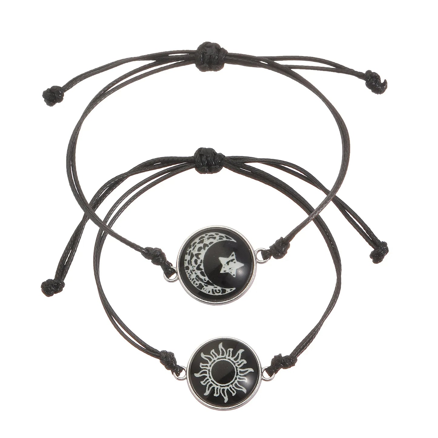 Romantic Luminous Sun Moon Couple Bracelets for Women Men Handmade Braided Rope Matching Bracelet Valentine's Day Jewelry Gifts